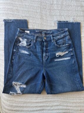 American Eagle Straight Jeans Size 4 Regular Distressed Crop Denim